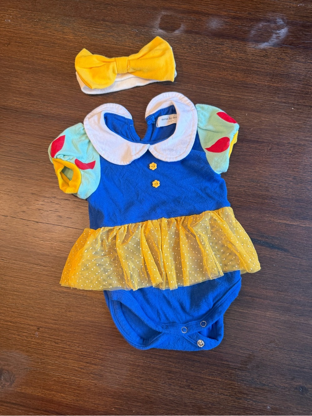 Blue and Yellow Baby Snow White  Princess Costume Bodysuit with Headband